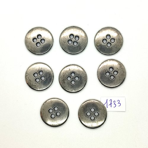 8 boutons en métal argenté - vintage - 20mm - tr1733