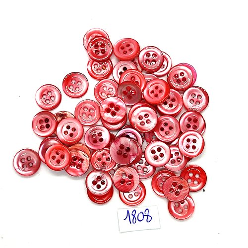 59 boutons en nacre rouge clair - vintage - 11mm - tr1808