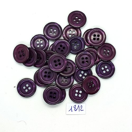 27 boutons en résine violet - vintage - 15mm - tr1812