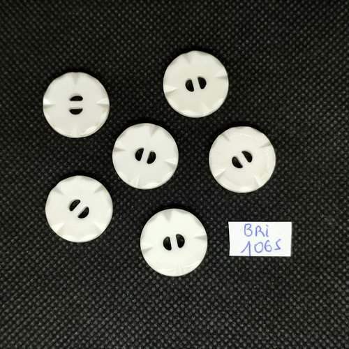6 boutons en résine blanc - 18mm - bri1065