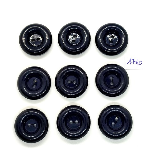 9 boutons en résine bleu foncé - vintage - 27mm - tr1740