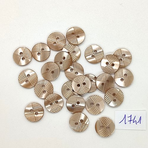 25 boutons en résine beige - vintage - 11mm - tr1741