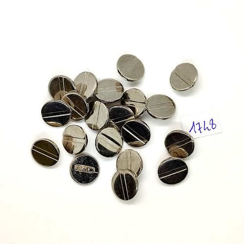 20 boutons en métal argenté - vintage - 14mm - tr1748