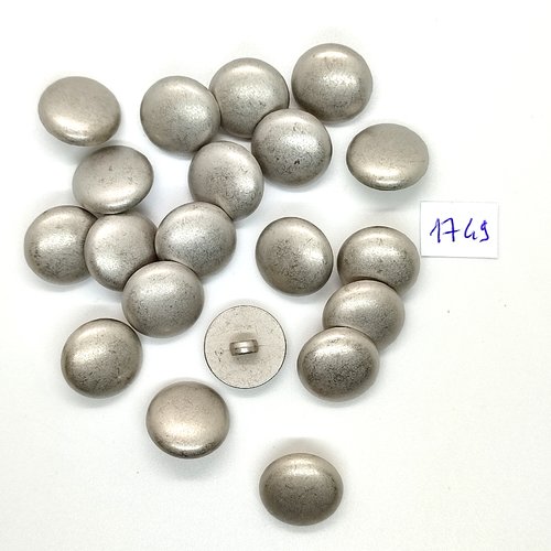 20 boutons en résine argenté - vintage - 18mm - tr1749