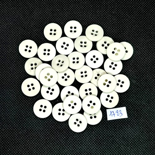 33 boutons en résine blanc - vintage - 15mm - tr1783