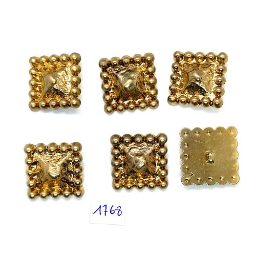 6 boutons en résine doré - vintage - 26x26mm - tr1768