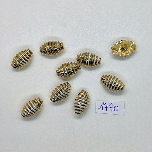9 boutons en résine doré - vintage - 10x15mm - tr1770