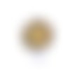 1 bouton en résine doré et jaune pale- soleil - vintage - 34mm - tr1778