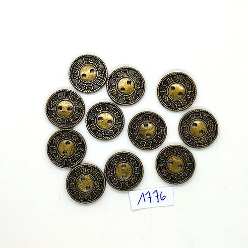 11 boutons en résine bronze - vintage - 18mm - tr1776