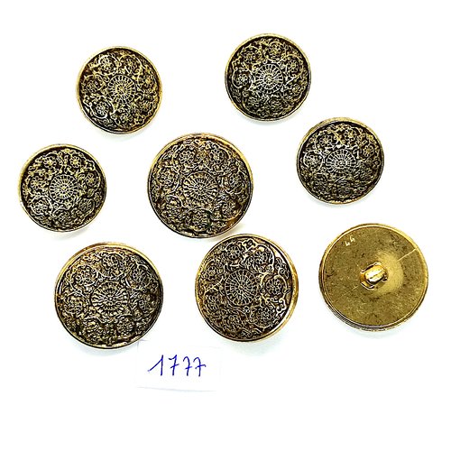 8 boutons en résine doré - vintage - 28mm et 23mm - tr1777