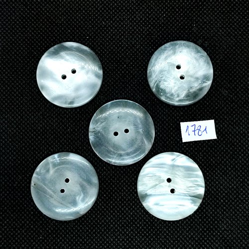 5 boutons en résine transparent - vintage - 30mm - tr1781