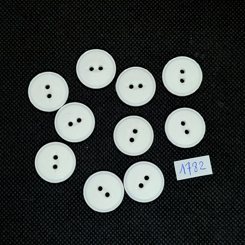 10 boutons en résine blanc - vintage - 18mm - tr1782