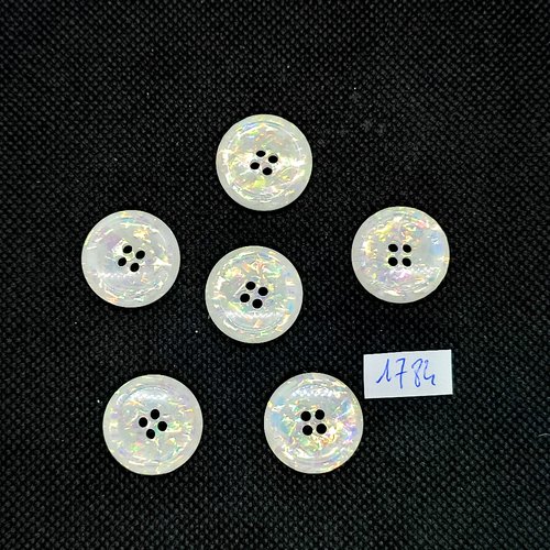 6 boutons en résine blanc / ivoire - vintage - 20mm - tr1784