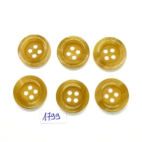 6 boutons en résine beige - vintage - 26mm - tr1799