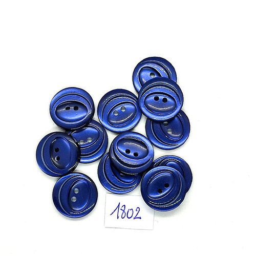 12 boutons en résine bleu - vintage - 15x18mm - tr1802