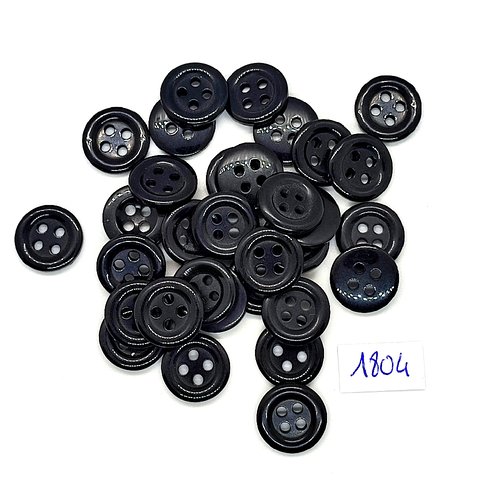 32 boutons en résine noir - vintage - 15mm - tr1804