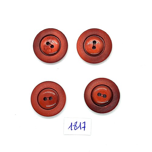 4 boutons en résine marron - vintage - 20mm - tr1817