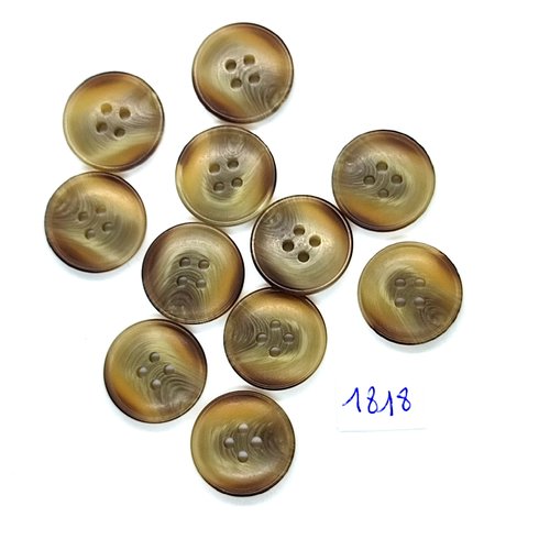 11 boutons en résine beige et marron - vintage - 20mm - tr1818