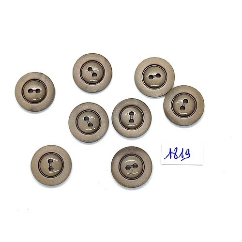 8 boutons en résine gris / taupe - vintage - 17mm - tr1819