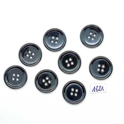 8 boutons en métal argenté mat - vintage - 22mm - tr1821