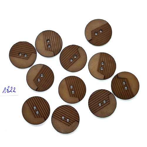 11 boutons en résine marron - vintage - 23mm - tr1822
