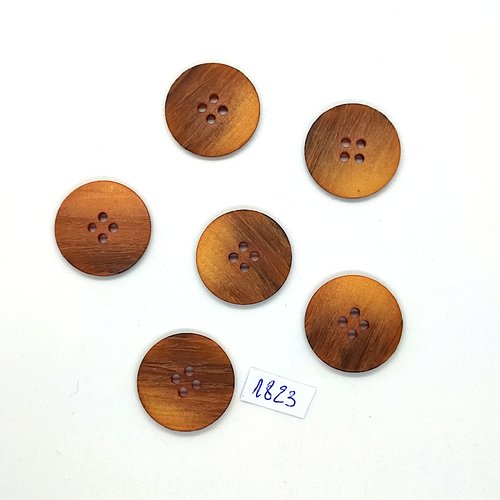 6 boutons en résine marron / orange foncé - vintage - 23mm - tr1823