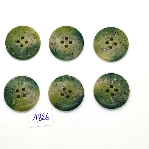 6 boutons en résine vert - vintage - 25mm - tr1826