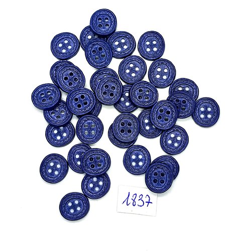 36 boutons en résine bleu - vintage - 11x12mm - tr1837