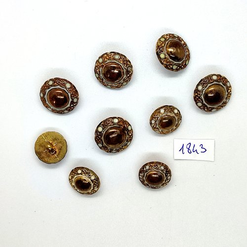 9 boutons en résine doré - vintage - 18mm et 10mm - tr1843