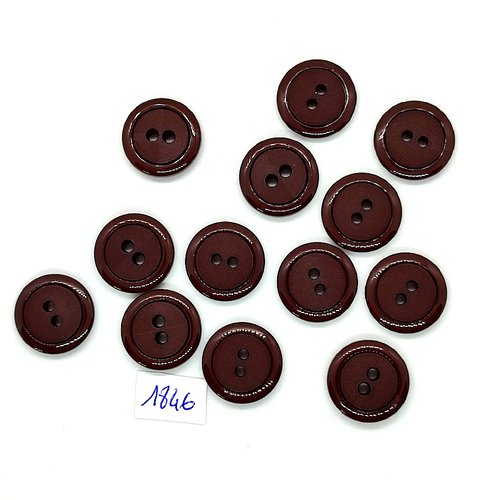 13 boutons en résine marron - vintage - 18mm - tr1846