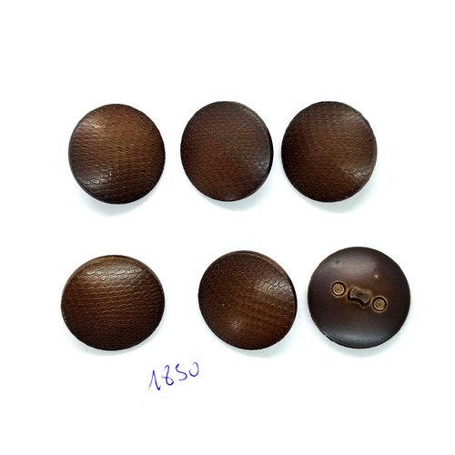 6 boutons en résine marron - vintage - 25mm - tr1850