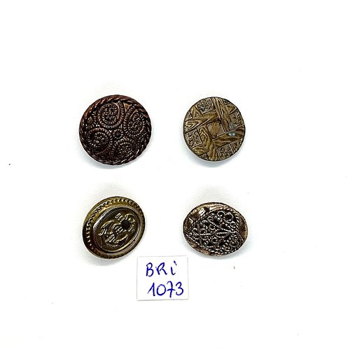 4 boutons en métal doré et argenté - 20mm et 18mm - bri1073