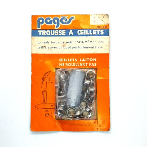 Trousse à oeillets + outil - argenté - pages - environ   7mm