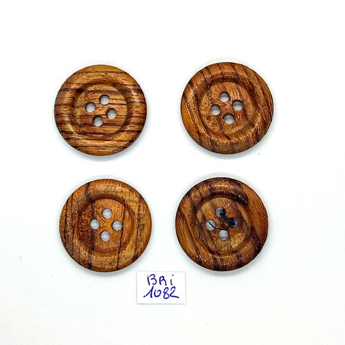 4 boutons en bois marron foncé - 30mm - bri1082
