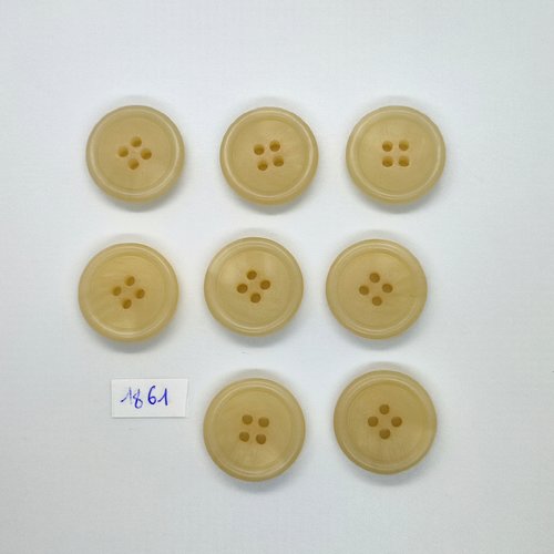 8 boutons en résine beige - vintage - 25mm - tr1861