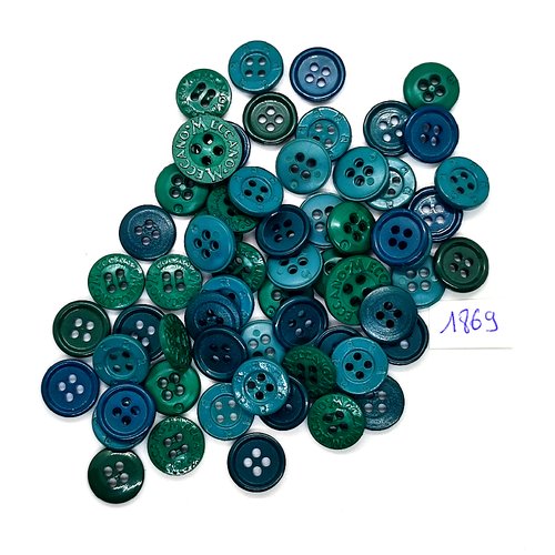 61 boutons en résine vert - vintage - taille diverse - tr1869