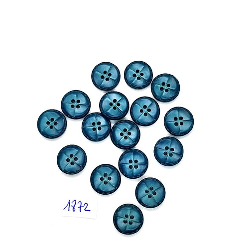 16 boutons en résine bleu - vintage - 14mm - tr1872