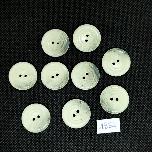 9 boutons en résine ivoire - vintage - 22mm - tr1882