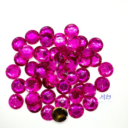 50 pierres strass en acrylique rose / fuchsia - 18mm - vintage - tr1889