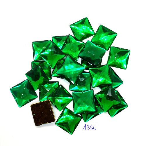 25 pierres strass en acrylique vert - 20x20mm - vintage - tr1254
