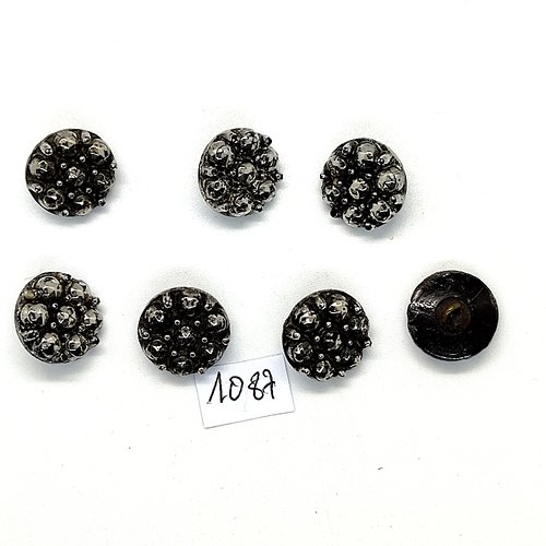 7 boutons en métal argenté - 15mm - bri1087