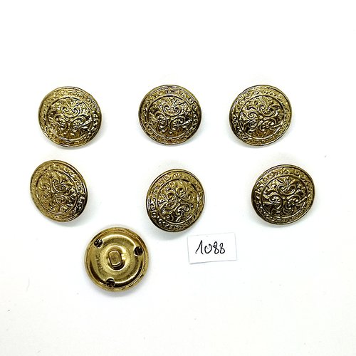 7 boutons en métal doré - 22mm - bri1088