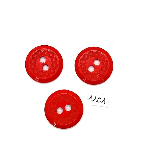 3 boutons en résine rouge - 27mm - bri1101