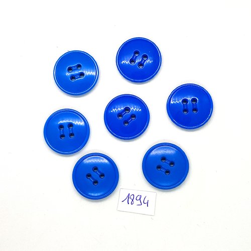 7 boutons en résine bleu - vintage - 22mm - tr1894