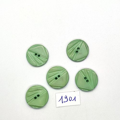 5 boutons en résine vert - vintage - 18mm - tr1901