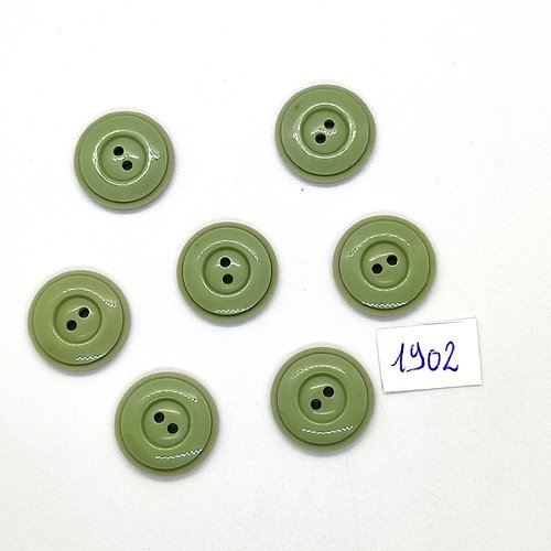 7 boutons en résine vert - vintage - 18mm - tr1902