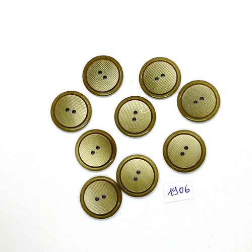 9 boutons en résine vert - vintage - 22mm - tr1906