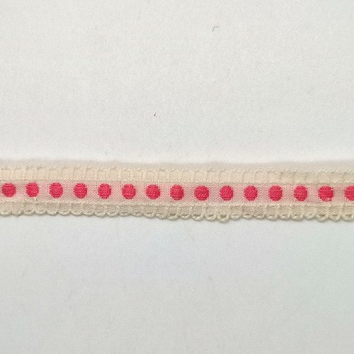 4m de ruban rose et blanc - ancien - 12mm