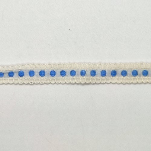 3,15m de ruban bleu et blanc - ancien - 12mm