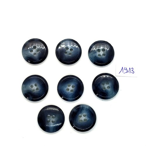 8 boutons en résine gris / bleu - vintage - 22mm - tr1913
